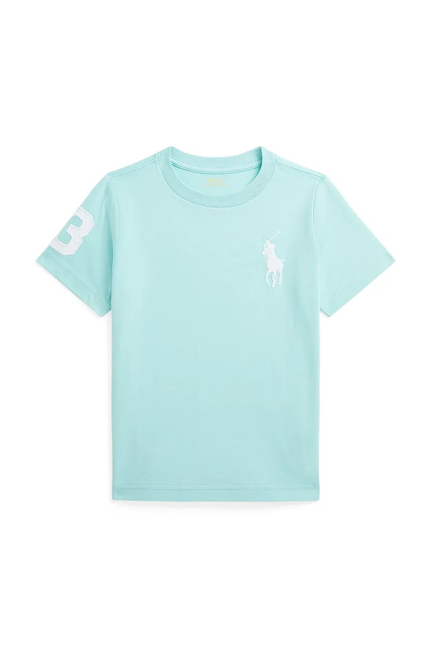 Levně Dětské bavlněné tričko Polo Ralph Lauren tyrkysová barva, 322832907064