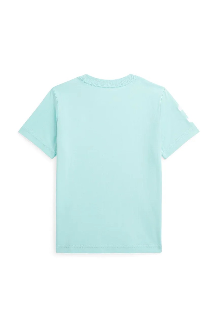 Детская хлопковая футболка Polo Ralph Lauren цвет бирюзовый однотонная 322832907064 Детская хлопковая футболка Polo Ralph Lauren цвет бирюзовый однотонная 322832907064