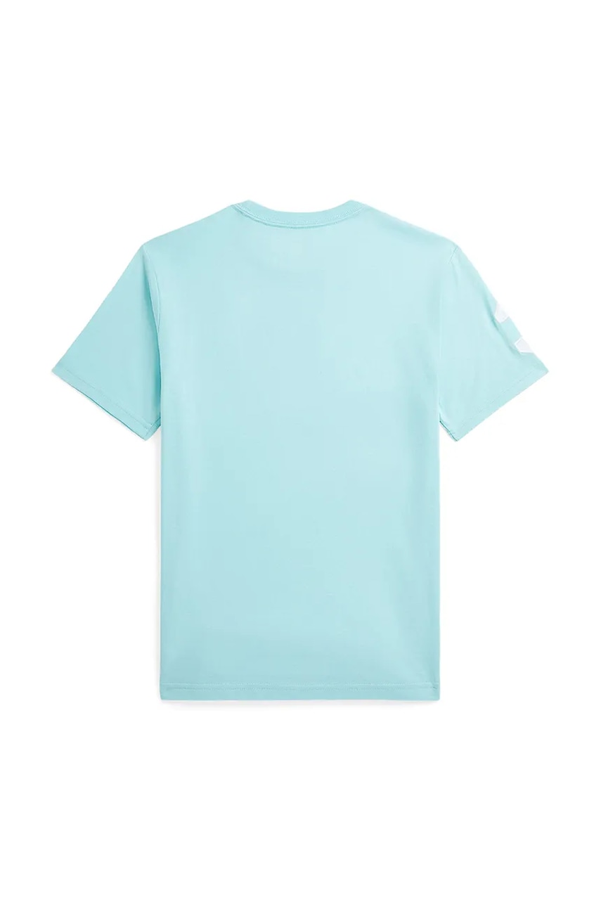 Детская хлопковая футболка Polo Ralph Lauren цвет бирюзовый однотонная 323832907064 Детская хлопковая футболка Polo Ralph Lauren цвет бирюзовый однотонная 323832907064