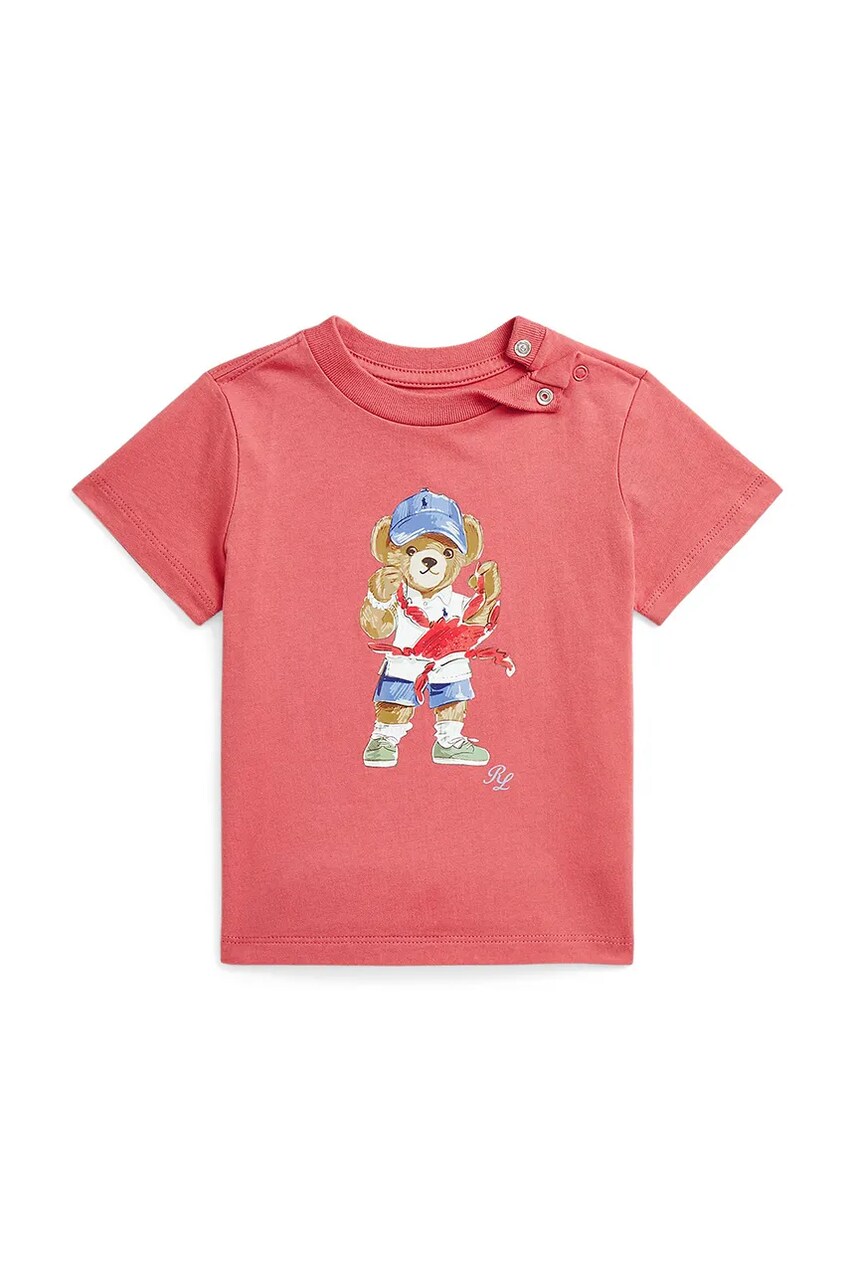 Levně Bavlněné dětské tričko Polo Ralph Lauren červená barva, s potiskem, 320965276001