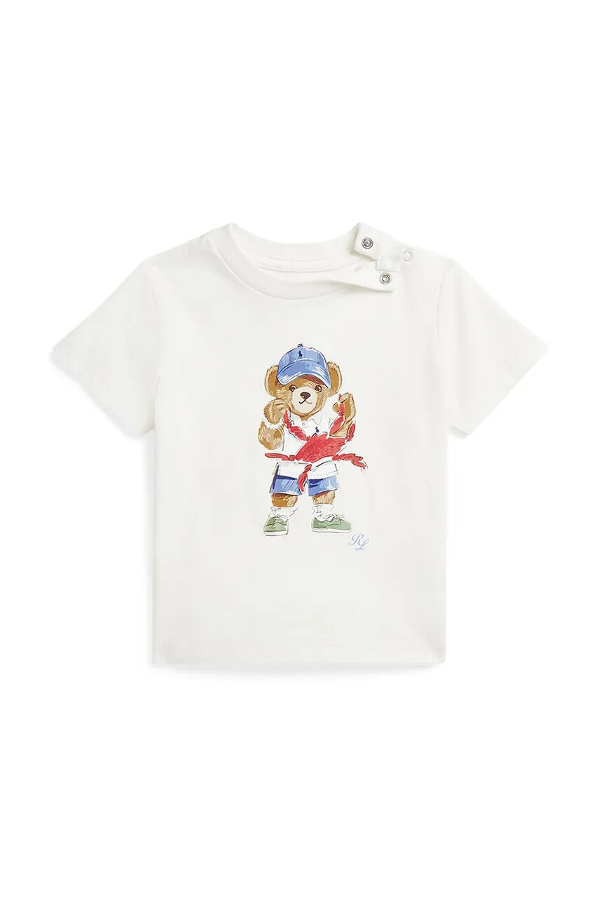 Levně Bavlněné dětské tričko Polo Ralph Lauren bílá barva, s potiskem, 320965276002