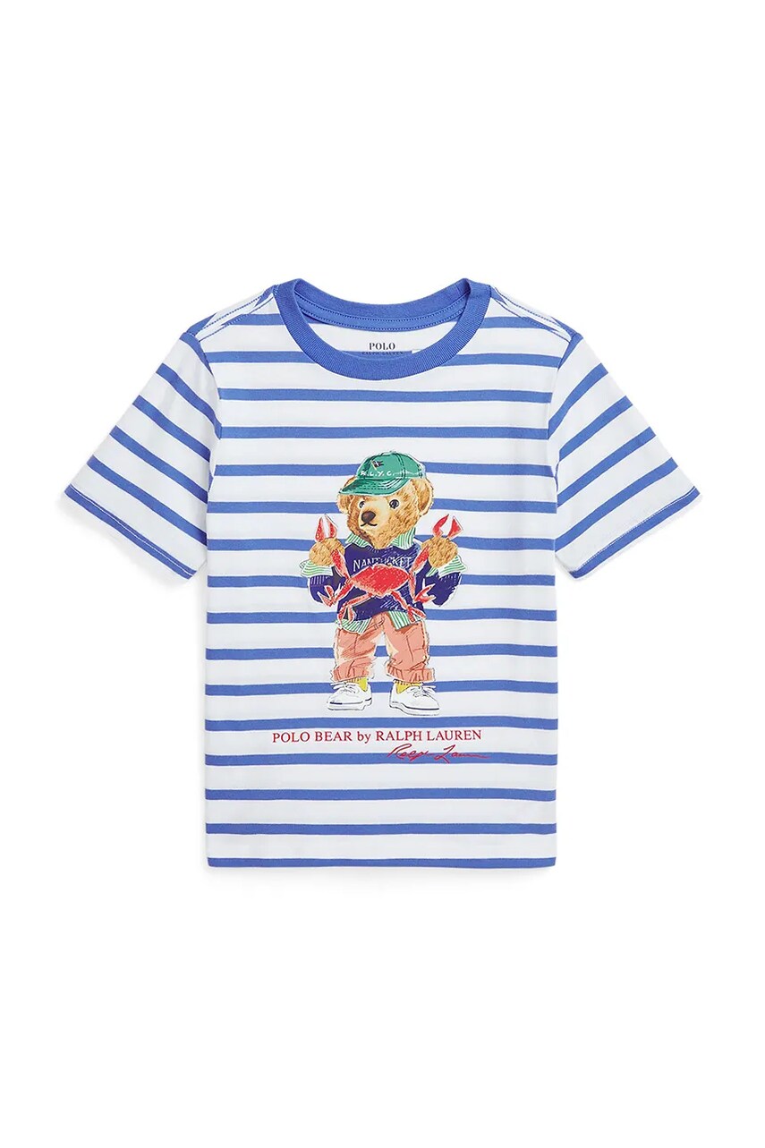 Levně Dětské bavlněné tričko Polo Ralph Lauren modrá barva, 322965904001