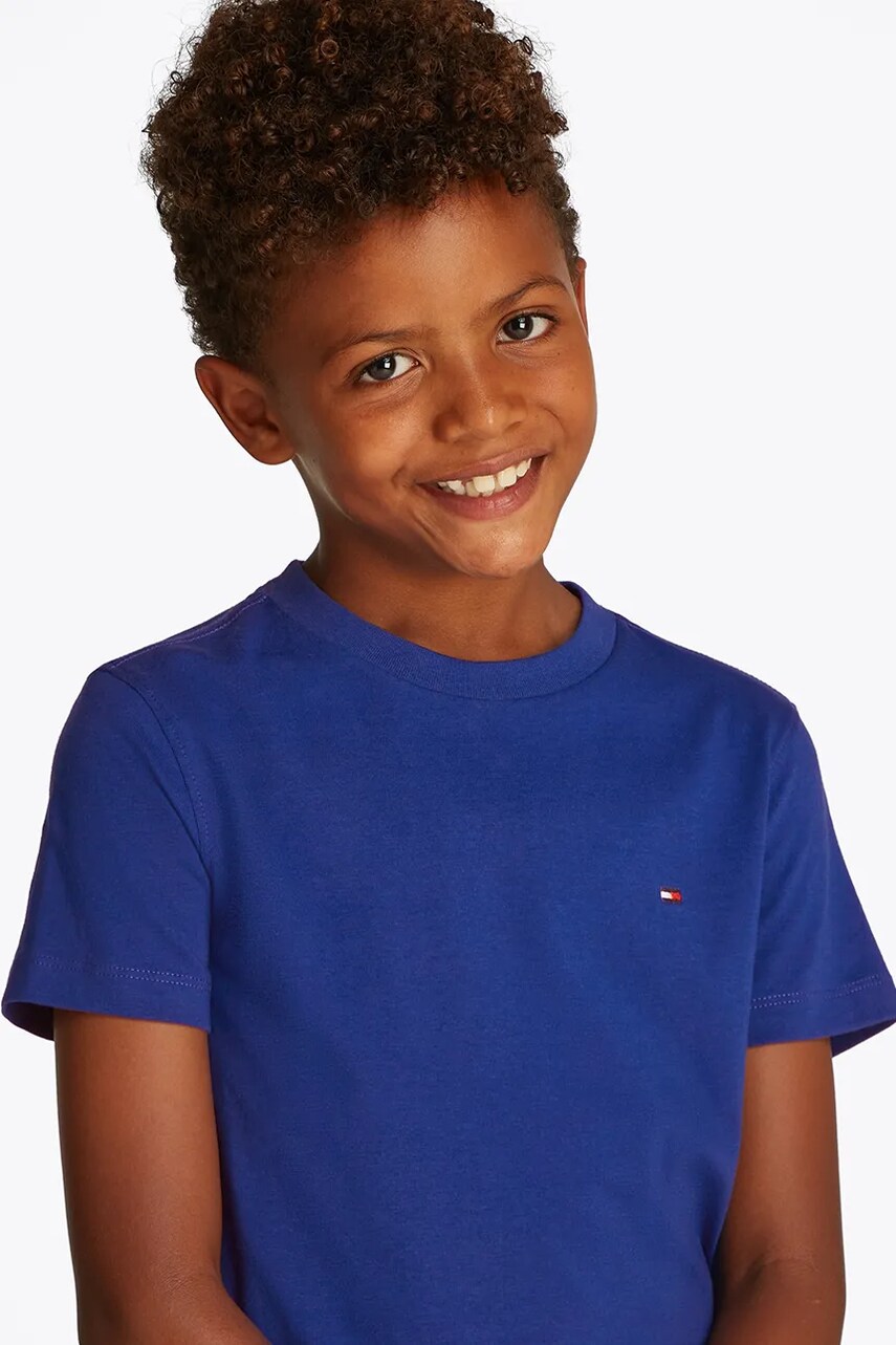 Levně Dětské bavlněné tričko Tommy Hilfiger fialová barva, KB0KB06879