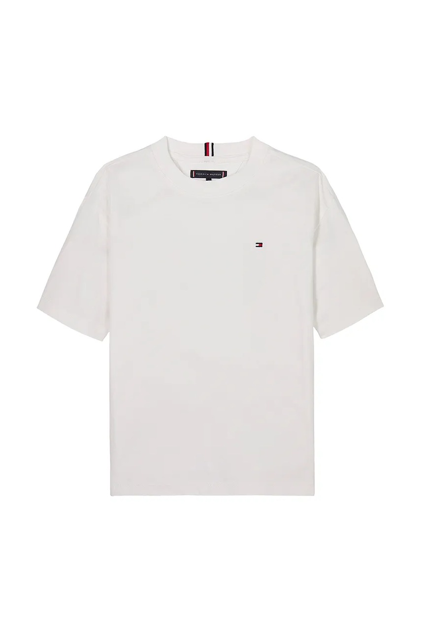 Детская хлопковая футболка Tommy Hilfiger цвет белый однотонная KB0KB09646 Детская хлопковая футболка Tommy Hilfiger цвет белый однотонная KB0KB09646