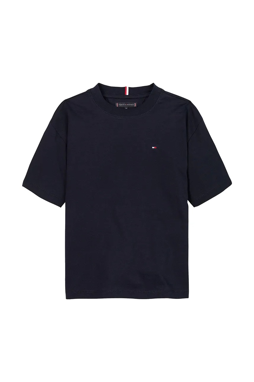 Детская хлопковая футболка Tommy Hilfiger цвет синий однотонная KB0KB09646 Детская хлопковая футболка Tommy Hilfiger цвет синий однотонная KB0KB09646