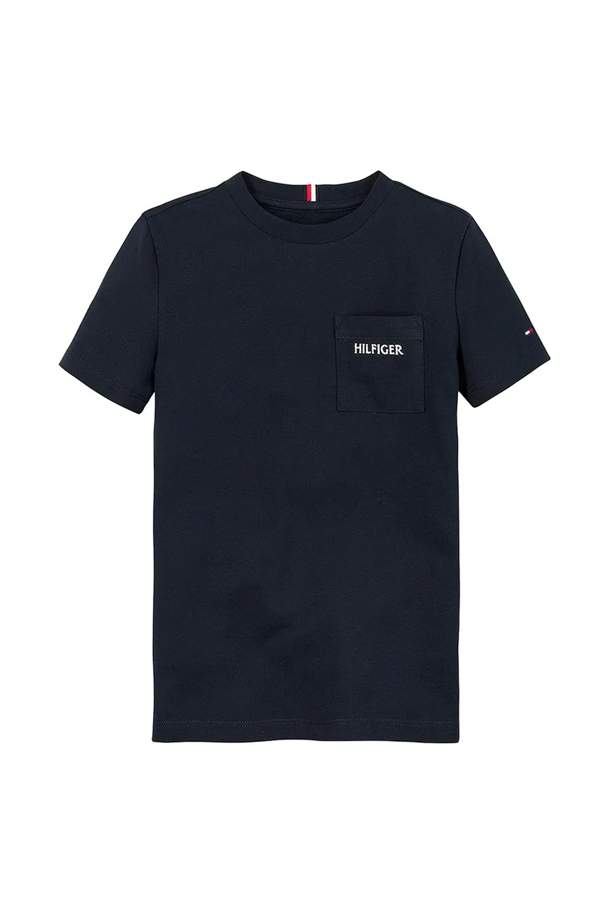 Детская футболка Tommy Hilfiger цвет синий однотонная KB0KB09534 Детская футболка Tommy Hilfiger цвет синий однотонная KB0KB09534