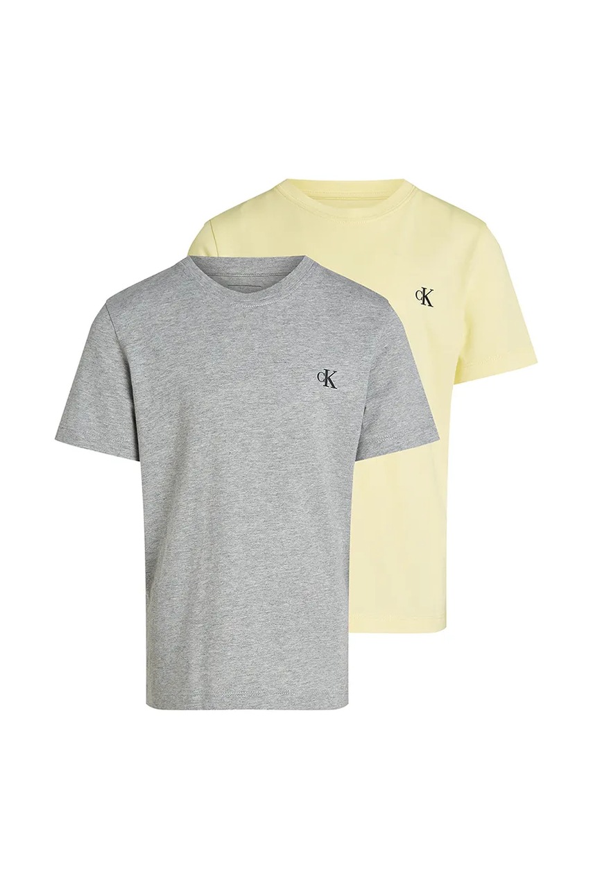 Дитяча бавовняна футболка Calvin Klein Jeans 2-pack колір зелений однотонна IB0IB01093