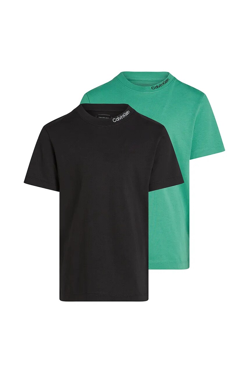 Levně Dětské bavlněné tričko Calvin Klein Jeans 2-pack zelená barva, IB0IB02444