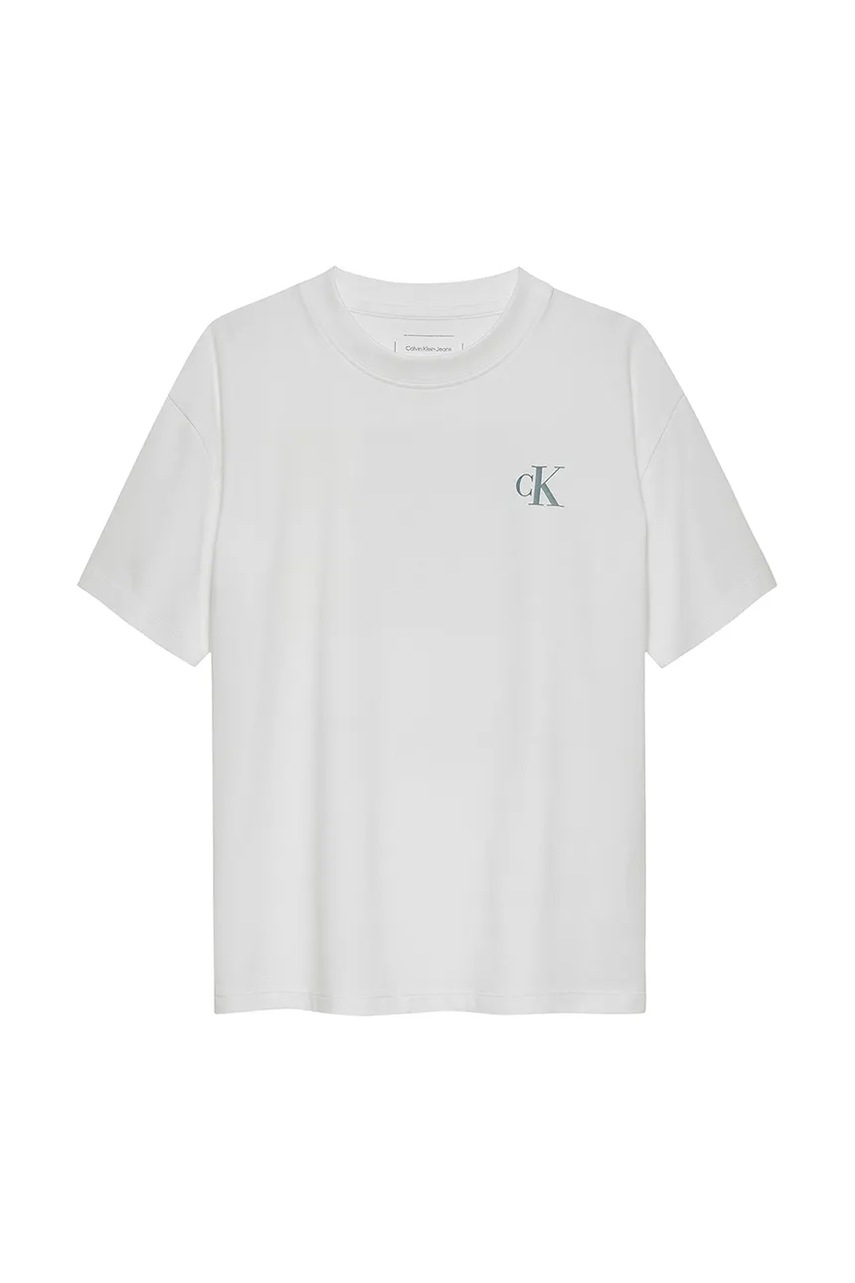 Дитяча бавовняна футболка Calvin Klein Jeans колір білий однотонна IB0IB02449