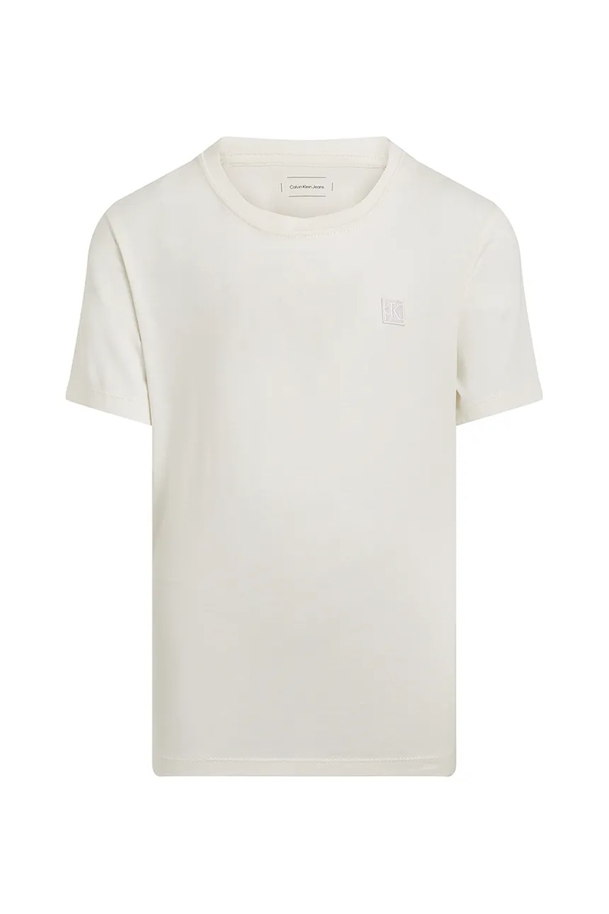 Детская хлопковая футболка Calvin Klein Jeans цвет белый однотонная IB0IB02451 Детская хлопковая футболка Calvin Klein Jeans цвет белый однотонная IB0IB02451