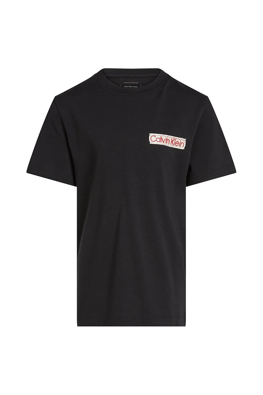 Дитяча бавовняна футболка Calvin Klein Jeans колір чорний однотонна IB0IB02451