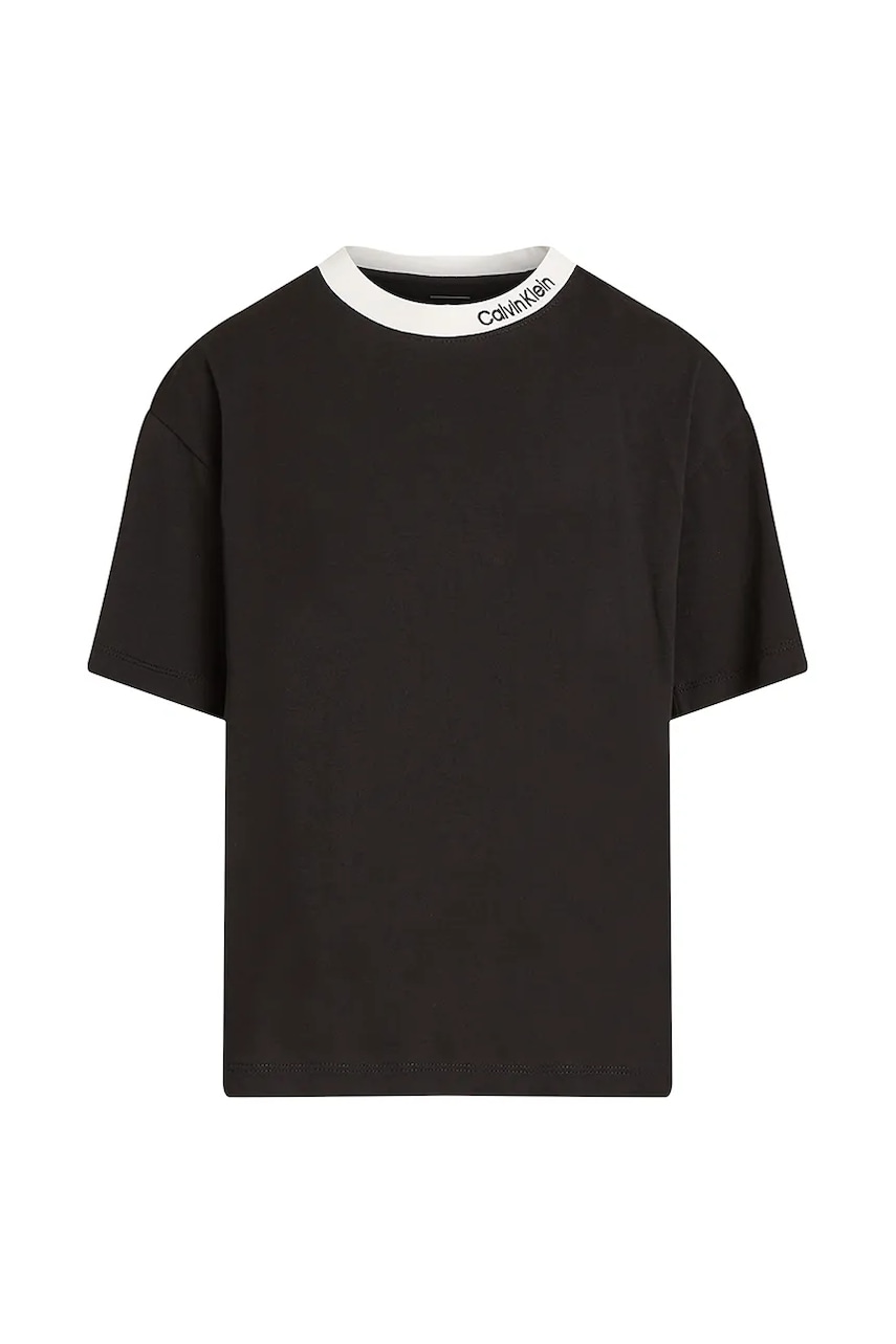 Детская хлопковая футболка Calvin Klein Jeans цвет чёрный однотонная IB0IB02457 Детская хлопковая футболка Calvin Klein Jeans цвет чёрный однотонная IB0IB02457