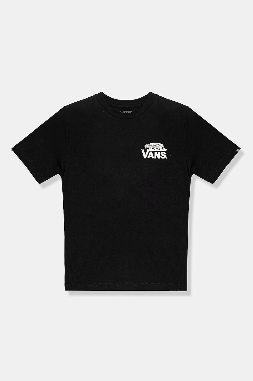 Vans tricou de bumbac pentru copii Sneaky culoarea negru, cu imprimeu, VN000MK2BLK1 Vans tricou de bumbac pentru copii Sneaky culoarea negru, cu imprimeu, VN000MK2BLK1