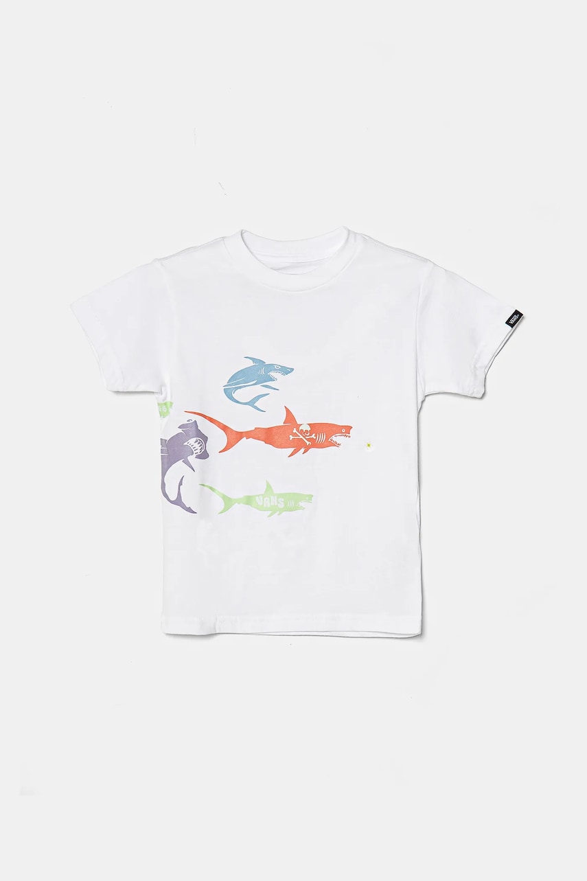 Vans tricou de bumbac pentru copii The Pack culoarea alb, cu imprimeu, VN000MMHWHT1 Vans tricou de bumbac pentru copii The Pack culoarea alb, cu imprimeu, VN000MMHWHT1