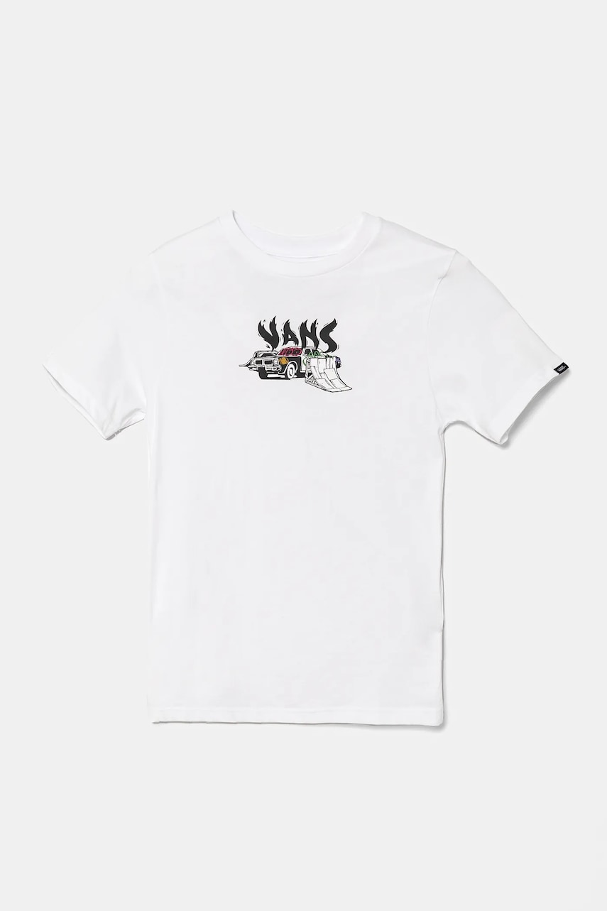 Vans tricou de bumbac pentru copii Copout culoarea alb, cu imprimeu, VN000MK1WHT1 Vans tricou de bumbac pentru copii Copout culoarea alb, cu imprimeu, VN000MK1WHT1