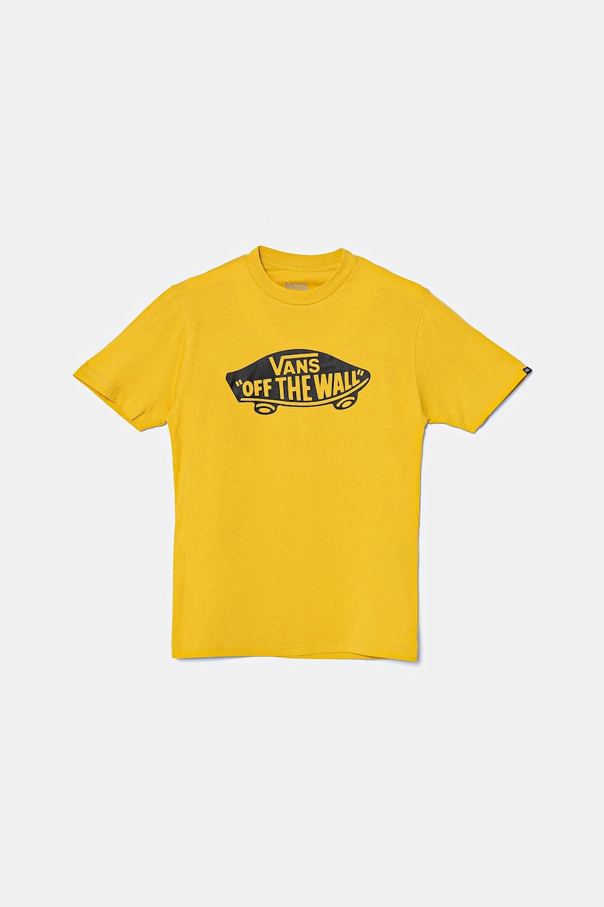 Vans tricou de bumbac pentru copii STYLE 76 culoarea galben, cu imprimeu, VN000IVEZX71 Vans tricou de bumbac pentru copii STYLE 76 culoarea galben, cu imprimeu, VN000IVEZX71