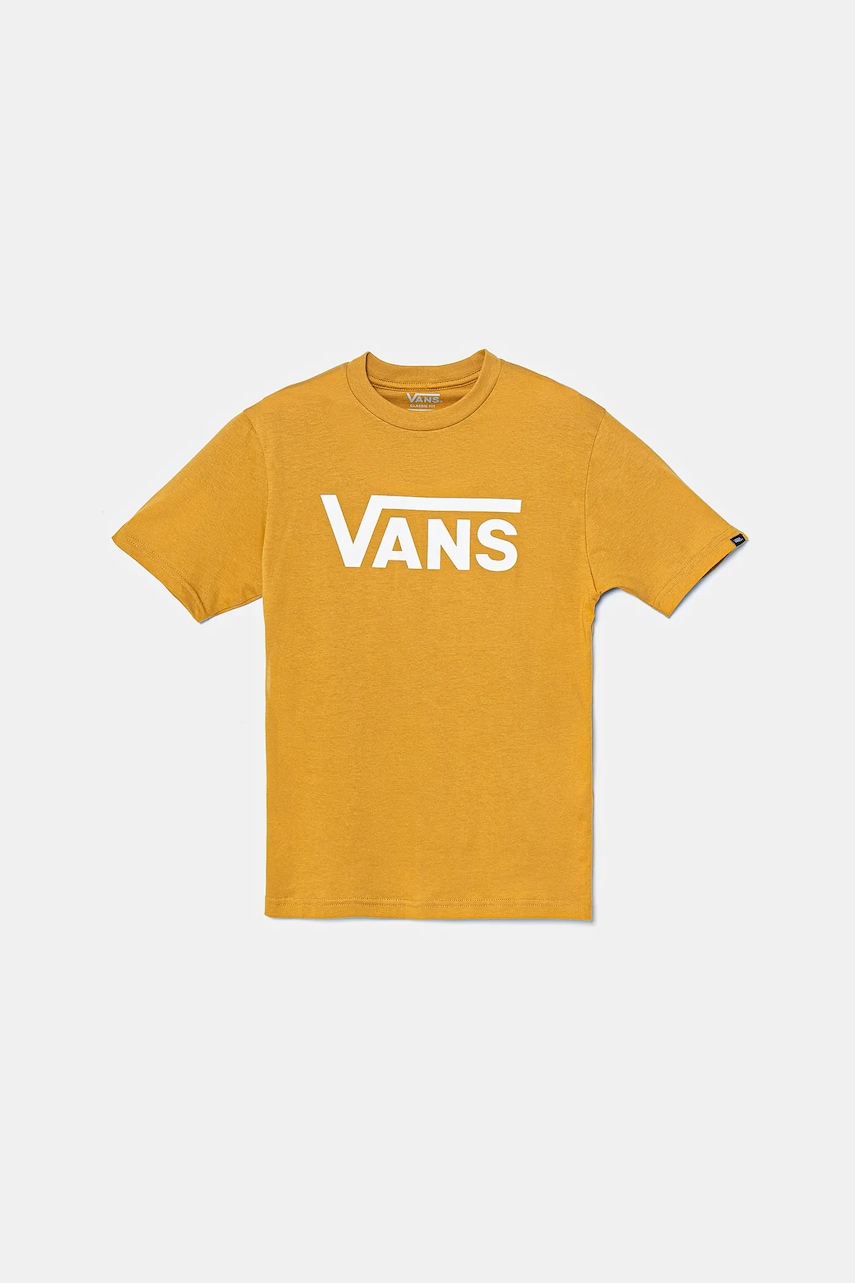 Vans tricou de bumbac pentru copii Vans Classic culoarea galben, cu imprimeu, VN000IVFBL21 Vans tricou de bumbac pentru copii Vans Classic culoarea galben, cu imprimeu, VN000IVFBL21