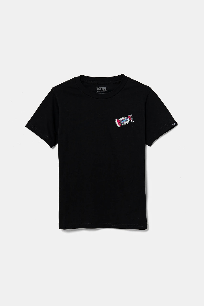 Vans tricou de bumbac pentru copii Stuck On culoarea negru, cu imprimeu, VN000MMKBLK1 Vans tricou de bumbac pentru copii Stuck On culoarea negru, cu imprimeu, VN000MMKBLK1