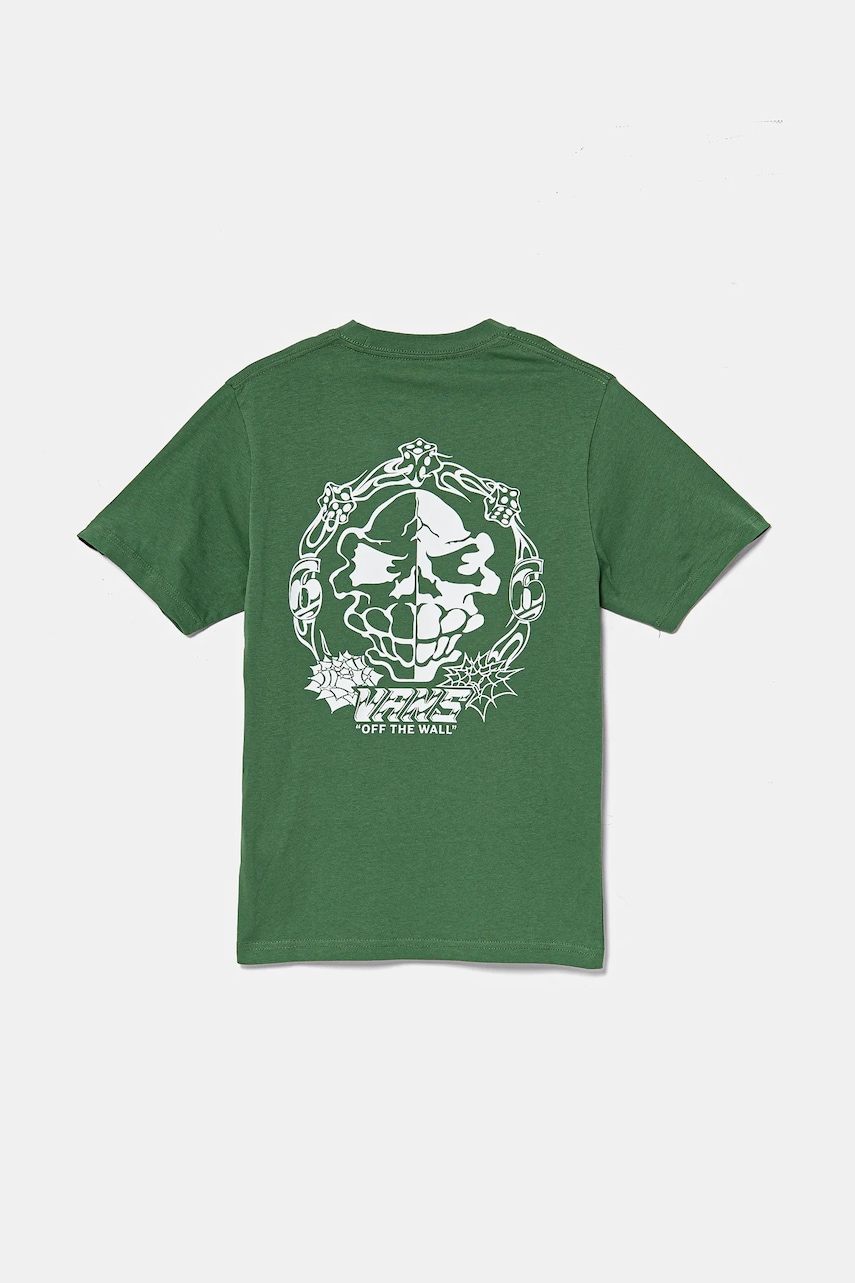 Vans tricou de bumbac pentru copii Mister Sinister culoarea verde, cu imprimeu, VN000MK8BR11 Vans tricou de bumbac pentru copii Mister Sinister culoarea verde, cu imprimeu, VN000MK8BR11