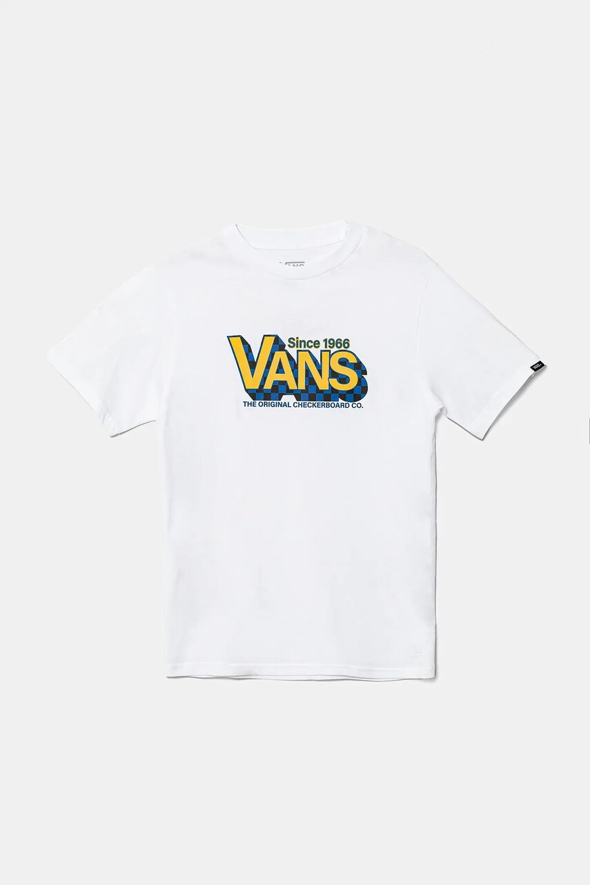 Levně Dětské bavlněné tričko Vans Checker Drop bílá barva, s potiskem, VN000MK6WHT1