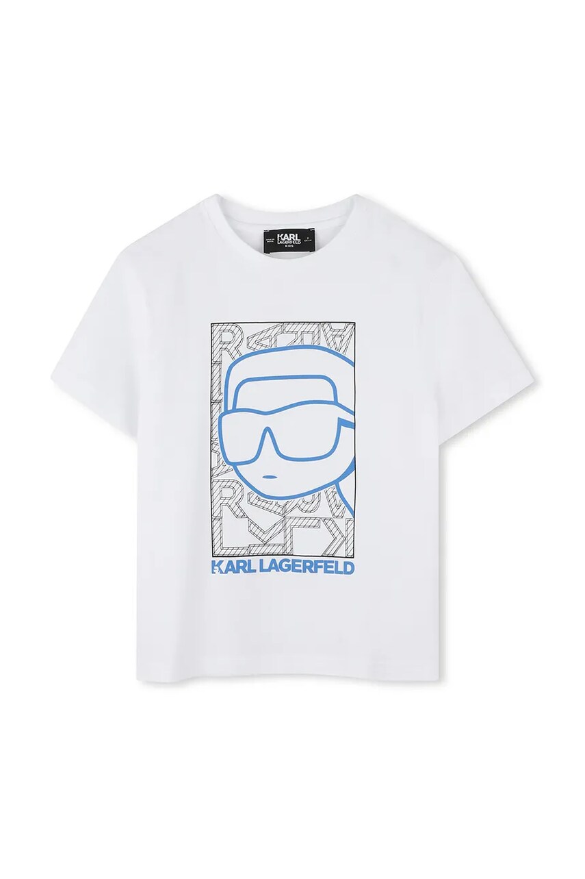 Karl Lagerfeld tricou de bumbac pentru copii culoarea alb, cu imprimeu, Z30563