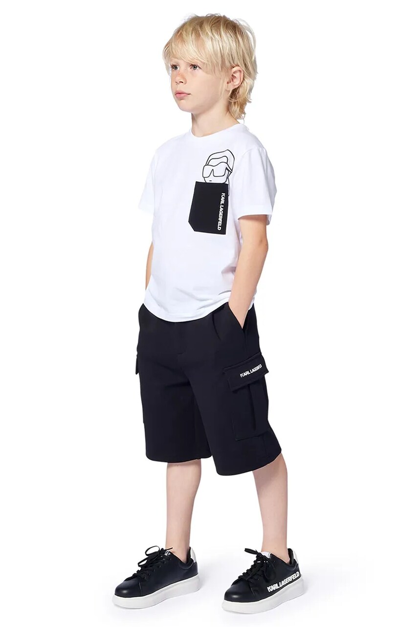Karl Lagerfeld tricou de bumbac pentru copii culoarea alb, cu imprimeu, Z30423