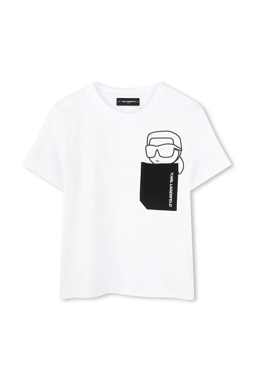 Детская хлопковая футболка Karl Lagerfeld цвет белый с принтом Z30423 Детская хлопковая футболка Karl Lagerfeld цвет белый с принтом Z30423