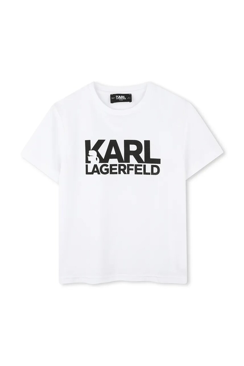 Karl Lagerfeld tricou de bumbac pentru copii culoarea alb, cu imprimeu, Z30435