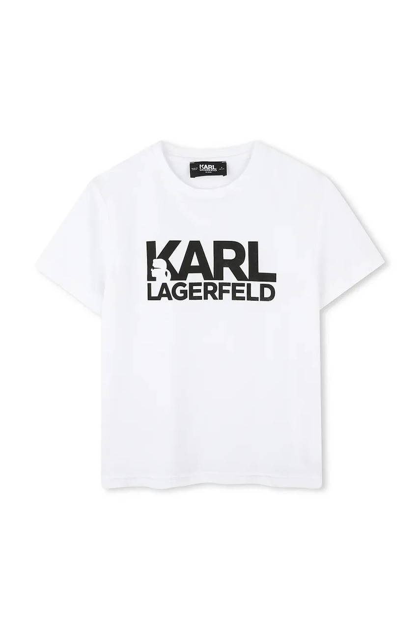 Karl Lagerfeld tricou de bumbac pentru copii culoarea alb, cu imprimeu, Z30435