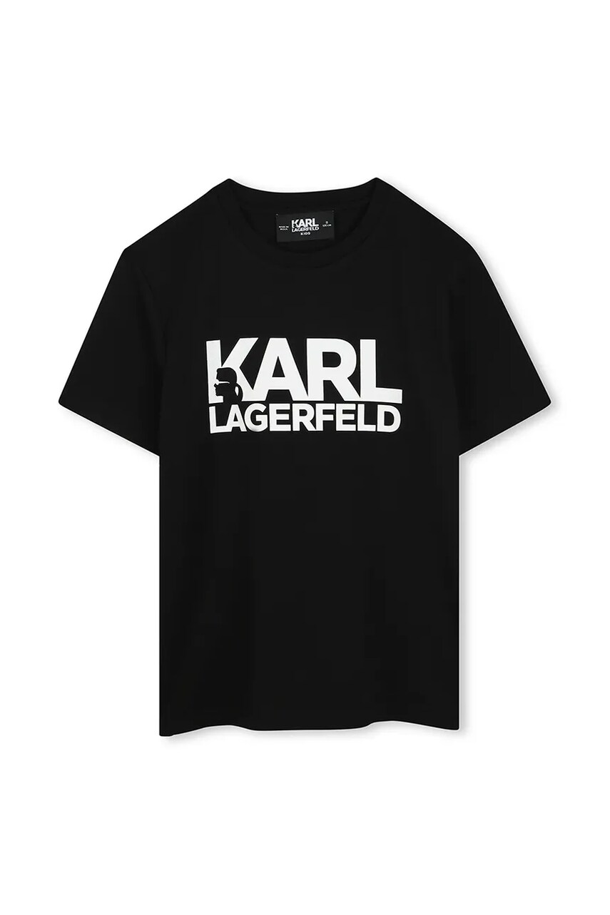 Karl Lagerfeld tricou de bumbac pentru copii culoarea negru, cu imprimeu, Z30435