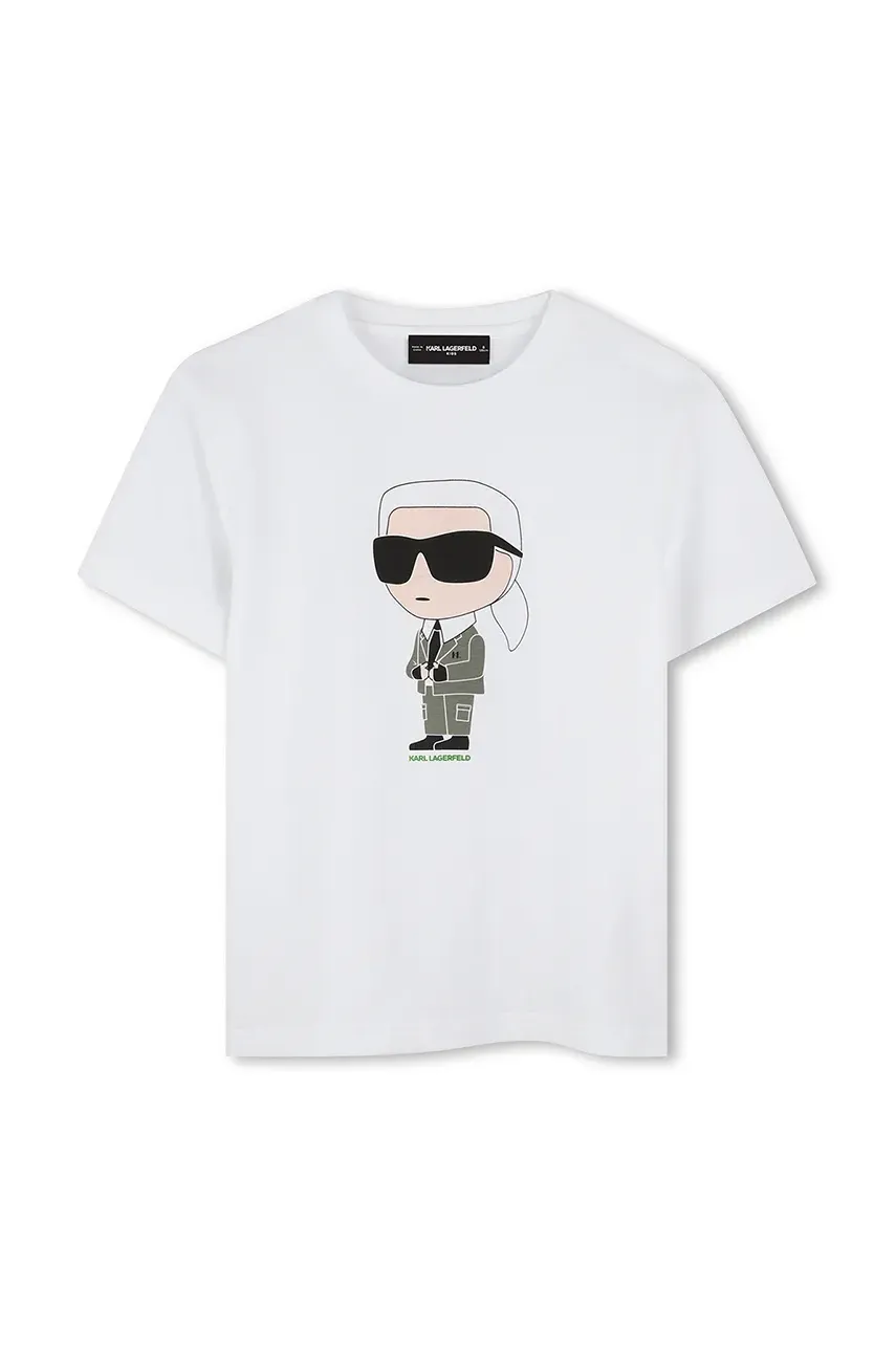 Karl Lagerfeld tricou de bumbac pentru copii culoarea alb, cu imprimeu, Z30437