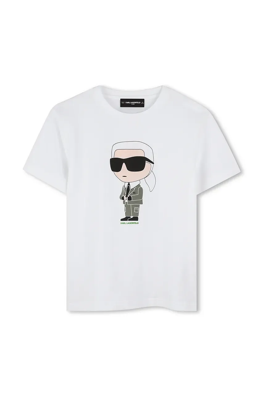 Karl Lagerfeld tricou de bumbac pentru copii culoarea alb, cu imprimeu, Z30437