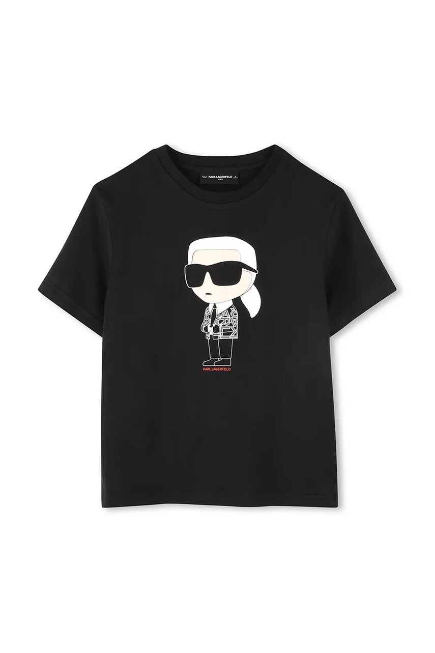 Karl Lagerfeld tricou de bumbac pentru copii culoarea negru, cu imprimeu, Z30438