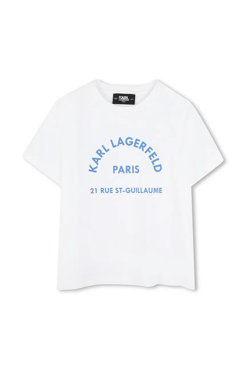 Karl Lagerfeld tricou de bumbac pentru copii culoarea alb, cu imprimeu, Z30439