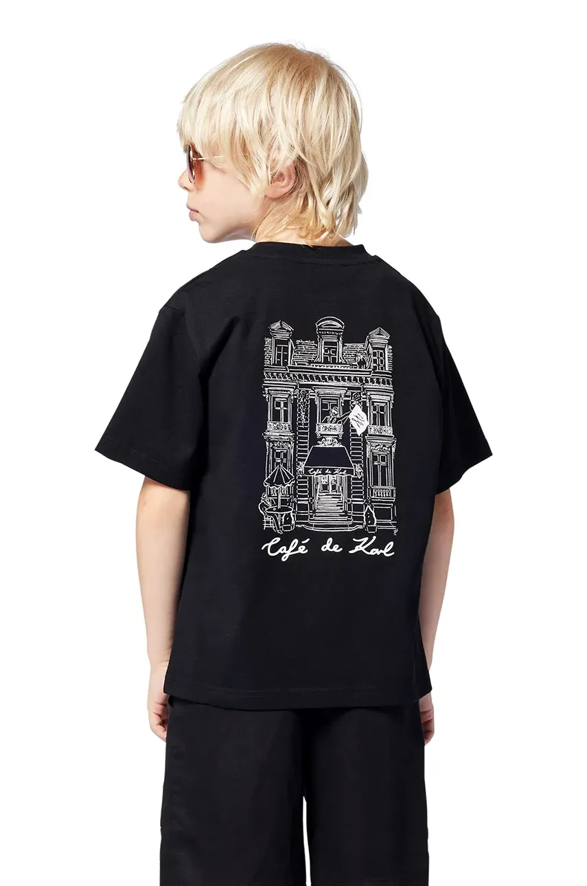 Karl Lagerfeld tricou de bumbac pentru copii culoarea negru, cu imprimeu, Z30440