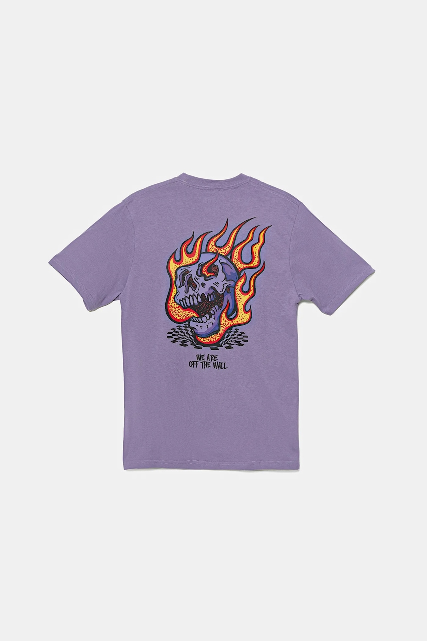 Vans tricou de bumbac pentru copii Vortex culoarea violet, cu imprimeu, VN000MKH6PH1 Vans tricou de bumbac pentru copii Vortex culoarea violet, cu imprimeu, VN000MKH6PH1