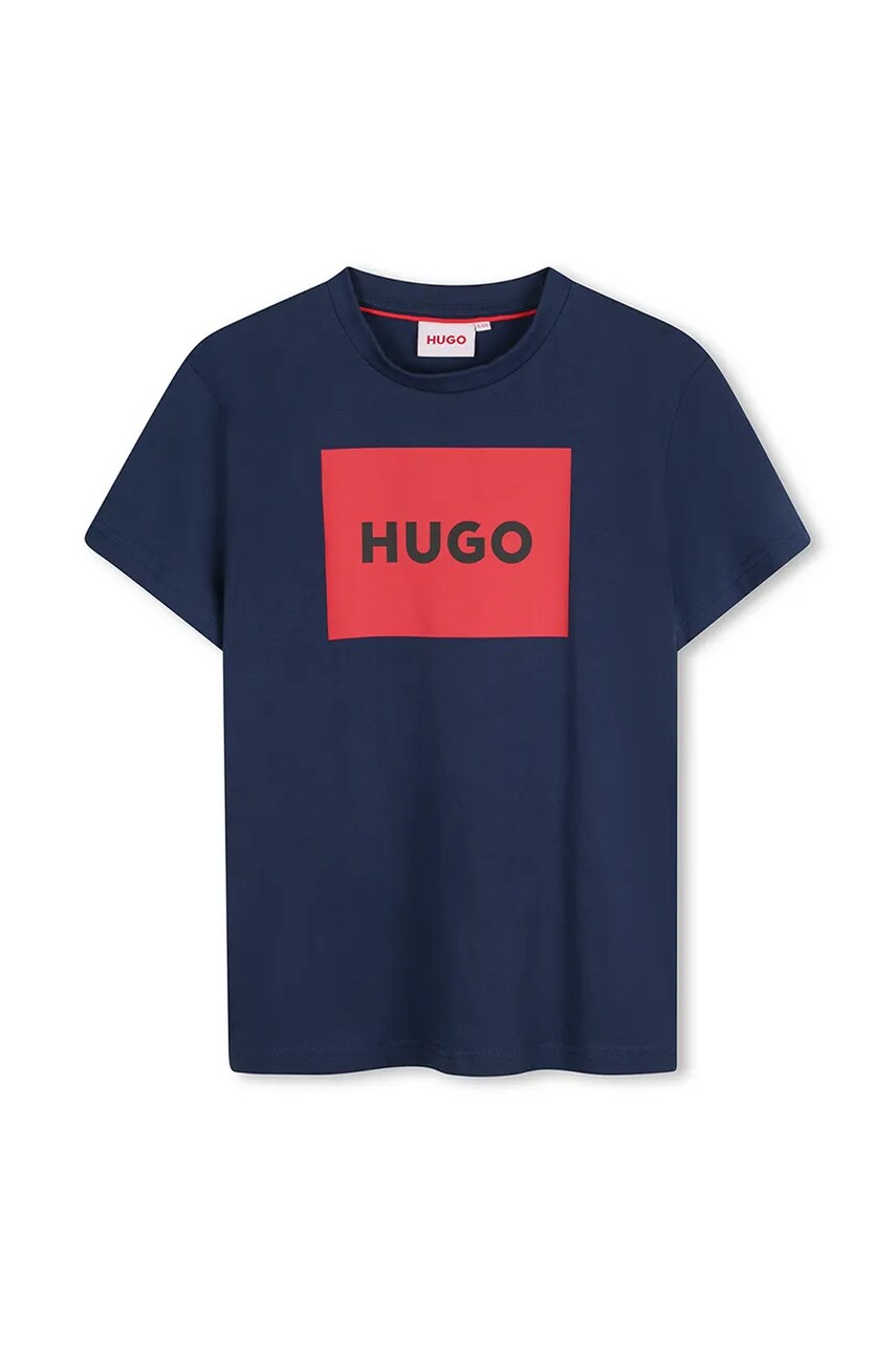 HUGO tricou de bumbac pentru copii culoarea albastru marin, cu imprimeu, G00334