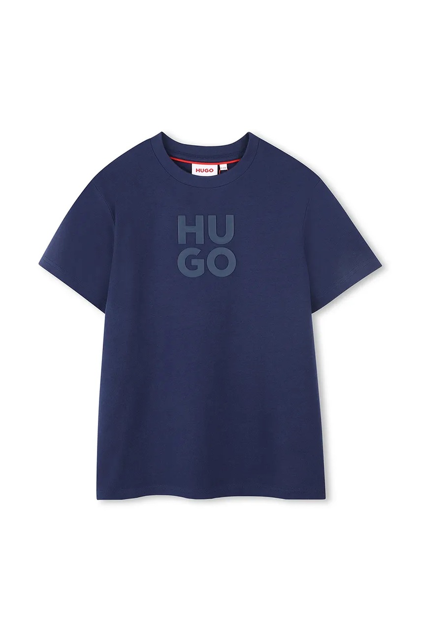 HUGO tricou de bumbac pentru copii culoarea albastru marin, cu imprimeu, G00335
