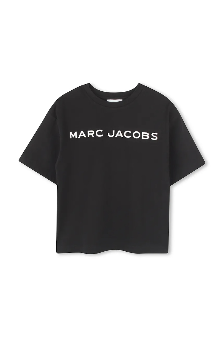 Marc Jacobs tricou de bumbac pentru copii culoarea negru, cu imprimeu, W60457 Marc Jacobs tricou de bumbac pentru copii culoarea negru, cu imprimeu, W60457