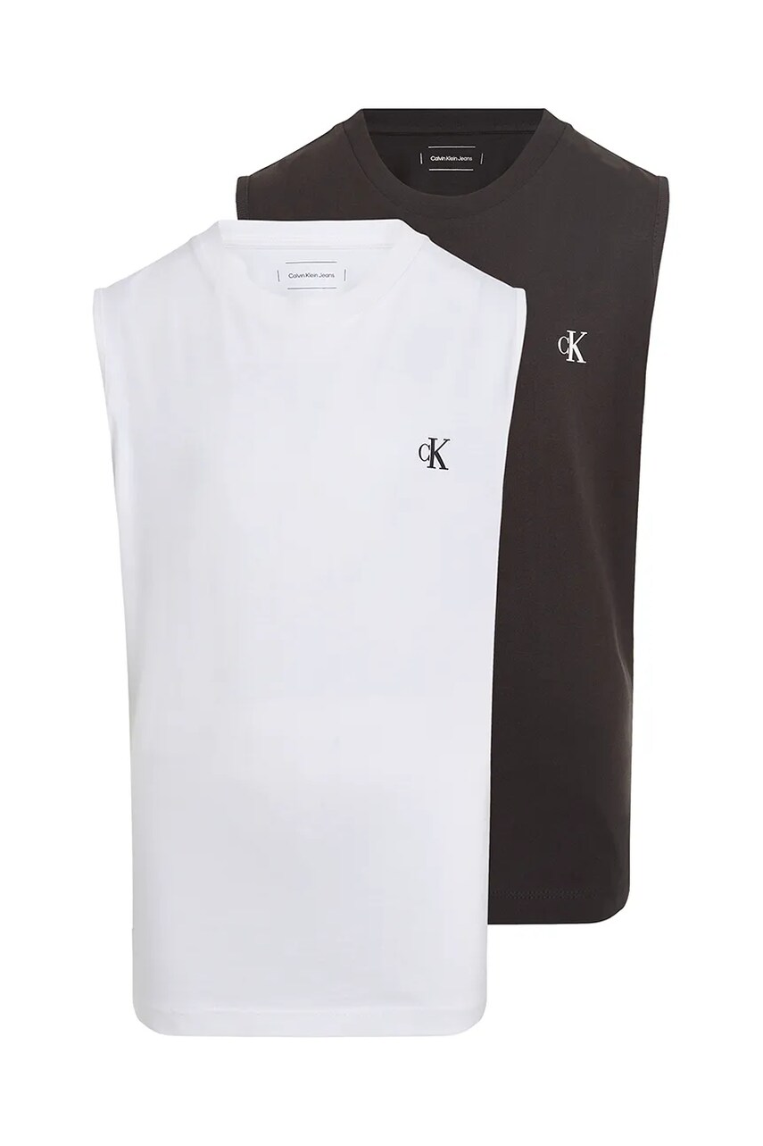 Levně Dětské bavlněné tričko Calvin Klein Jeans 2-pack černá barva, IB0IB02443