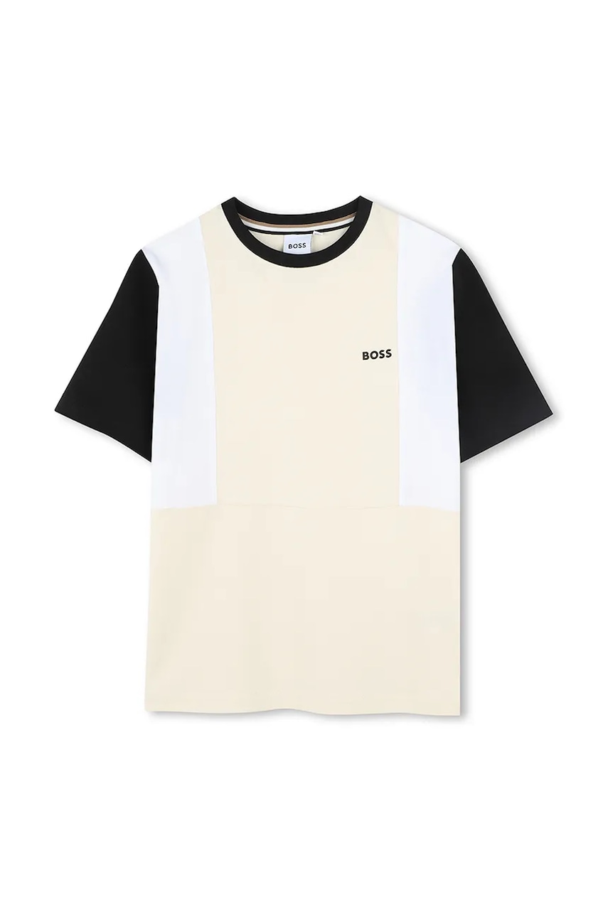 BOSS tricou de bumbac pentru copii culoarea bej, uni, J52039