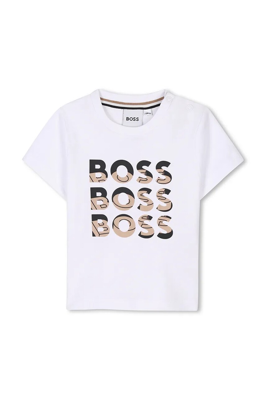 BOSS tricou din bumbac pentru bebeluși culoarea alb, cu imprimeu, J52113
