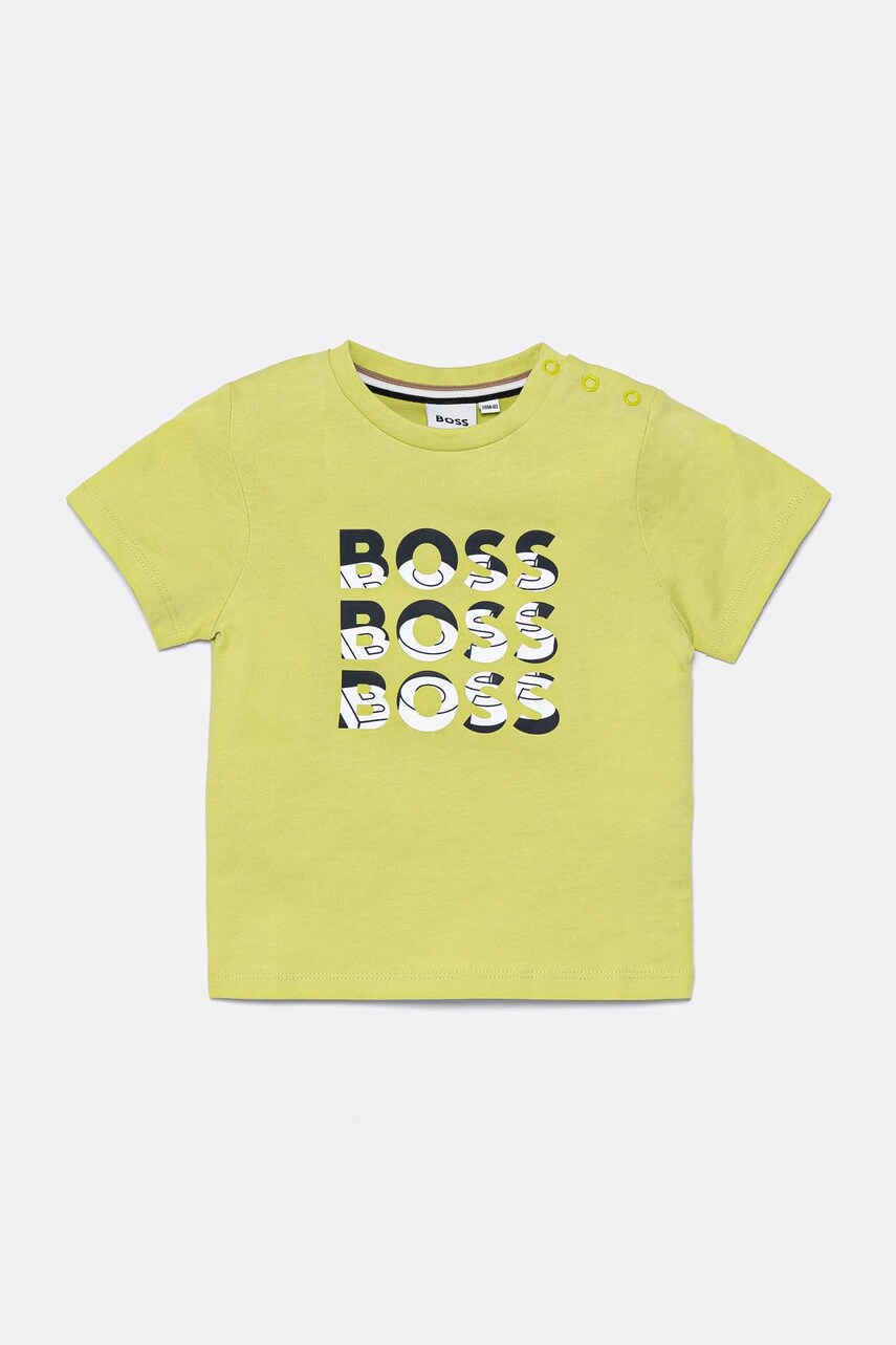 BOSS tricou din bumbac pentru bebeluși culoarea verde, cu imprimeu, J52113