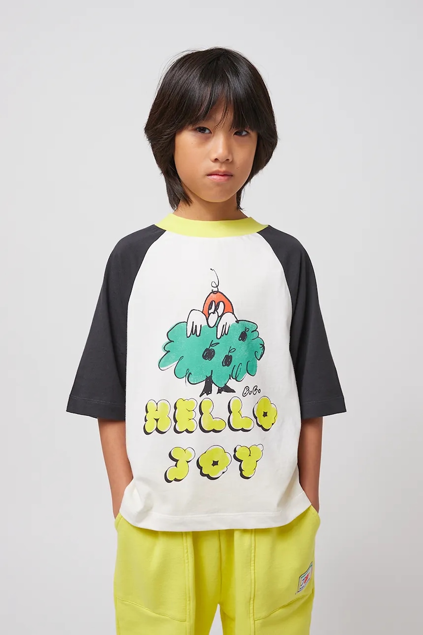 Bobo Choses tricou de bumbac pentru copii Hello Joy culoarea alb, cu imprimeu, 125AC016