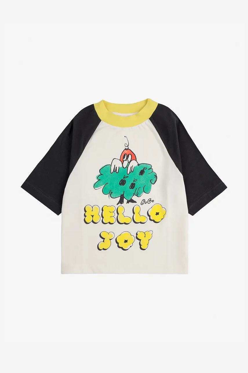 Детская хлопковая футболка Bobo Choses Hello Joy цвет белый с принтом 125AC016 Детская хлопковая футболка Bobo Choses Hello Joy цвет белый с принтом 125AC016
