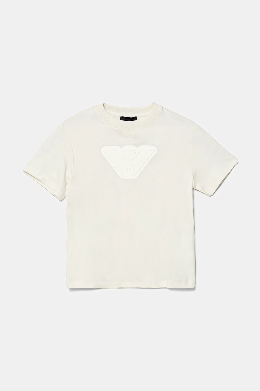 Хлопковая футболка Emporio Armani цвет бежевый с принтом EB000170 AF13218 Хлопковая футболка Emporio Armani цвет бежевый с принтом EB000170 AF13218