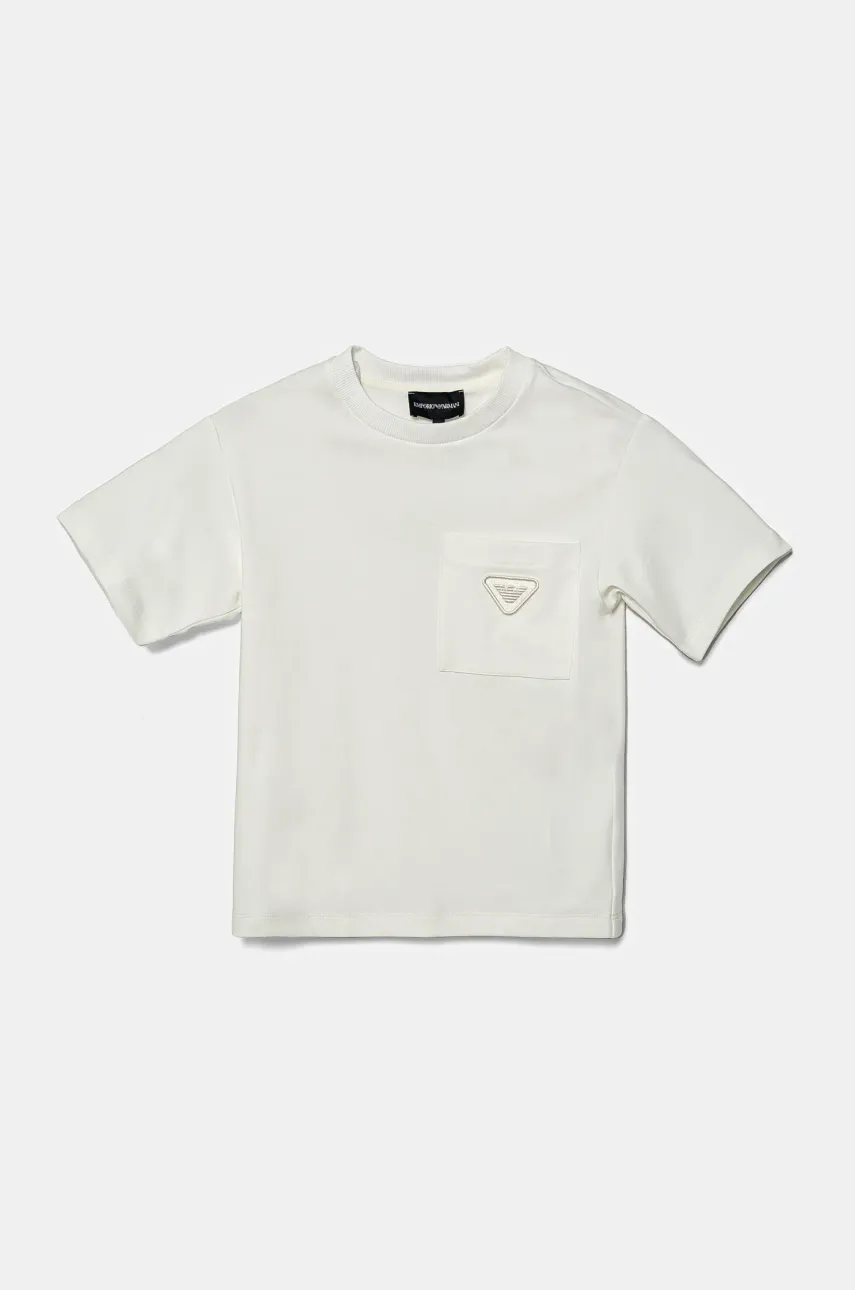 Emporio Armani tricou copii culoarea alb, cu imprimeu, EB000230 AF13450