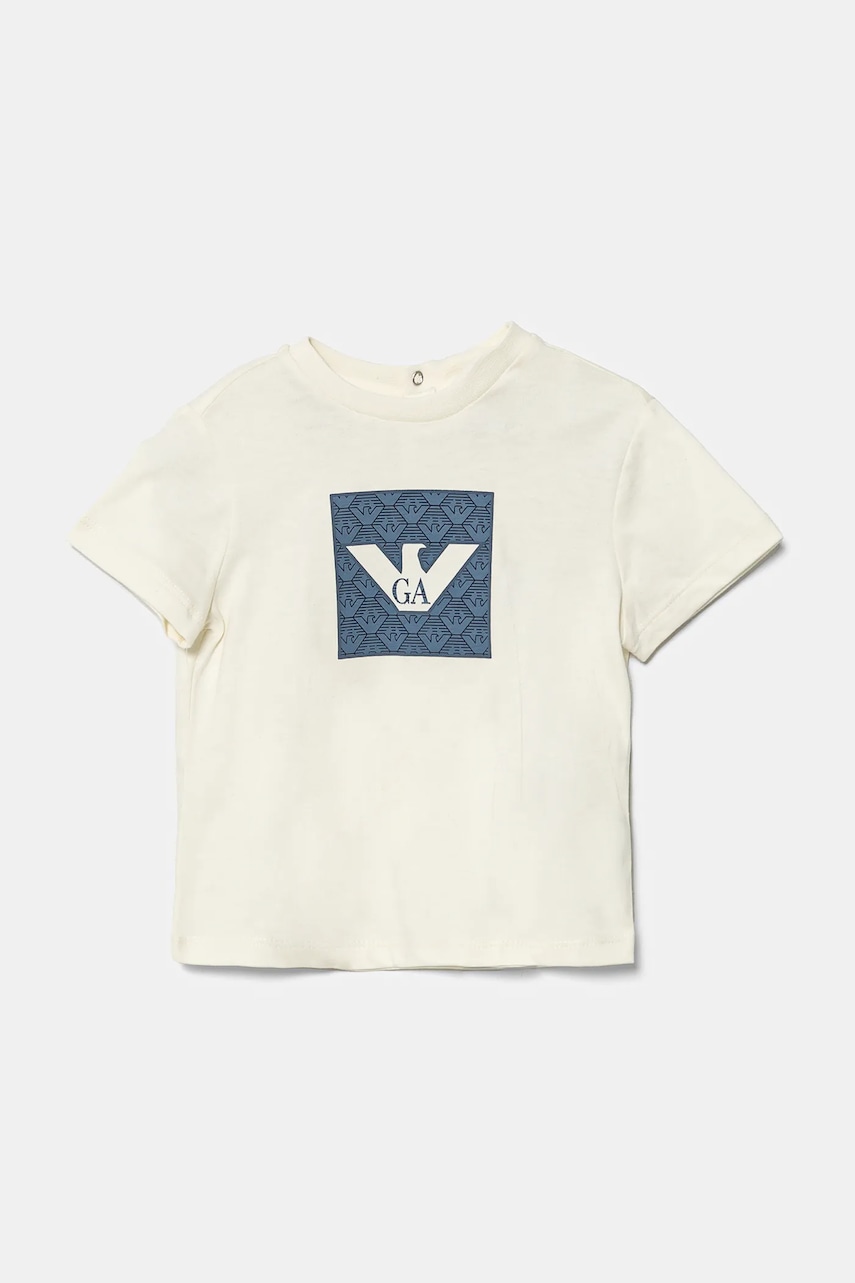 Детская хлопковая футболка Emporio Armani 3 шт цвет бежевый с принтом EB000380 AF13913 Детская хлопковая футболка Emporio Armani 3 шт цвет бежевый с принтом EB000380 AF13913