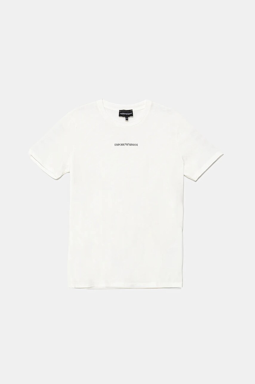 Levně Dětské bavlněné tričko Emporio Armani bílá barva, s potiskem, EB000421 AF15013