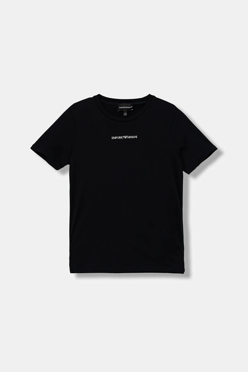 Levně Dětské bavlněné tričko Emporio Armani černá barva, s potiskem, EB000421 AF15013